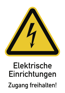 Elektrische Einrichtungen Zugang freihalten!, Kombischild,Folie, 131x185 mm 