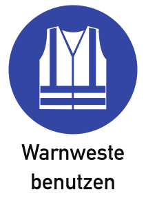 Warnweste benutzen ISO 7010, Kombischild, Alu, 262x371 mm 