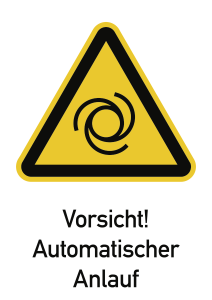 Vorsicht! Automatischer Anlauf ISO 7010, Kombischild, Kunststoff, 210x297 mm 