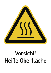Vorsicht! Heiße Oberfläche ISO 7010, Kombischild, Alu, 210x297 mm 