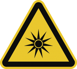 Warnung vor optischer Strahlung ISO 7010, Folie, 50 mm SL, 6 Stück/Bogen 