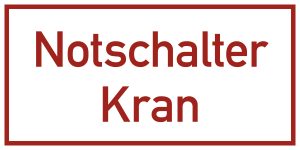 Notschalter Kran, Textschild, Folie, 100x50 mm 