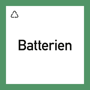 Wertstoffkennzeichnung "Batterien", Folie, 300x300 mm 