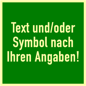 Rettungszeichen-Text u./o. Symbol nach Angabe, Folie, nachl., 160-mcd, 148x148mm 