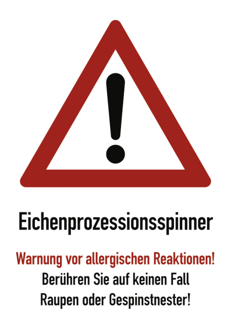 Eichenprozessionsspinner Warnung vor ..., Aluminium, 297x420 mm 