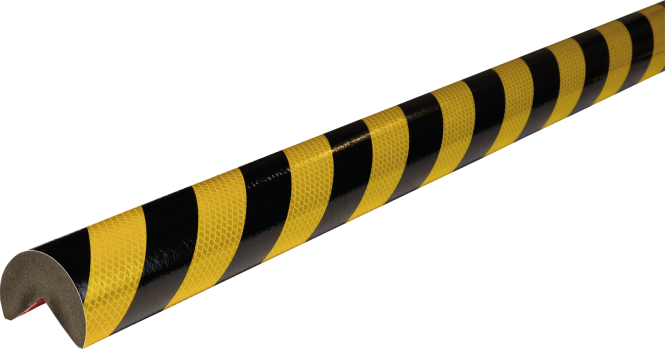 Warn- und Schutzprofil Typ A+, gelb/schwarz reflektierend RA2, Ø60 mm, Länge 1 m 