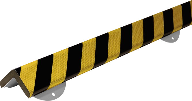Warn- und Schutzprofil Typ H+ auf Edelstahlträger, g/s refl., 60x60 mm,Länge 1 m 