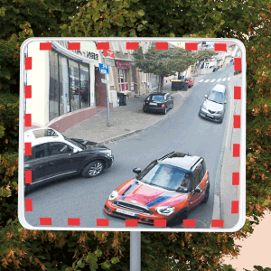 Verkehrsspiegel EUCRYL®ECO 3, Acryl, rote Reflexstr. a. Spiegelfläche,1000x800mm 