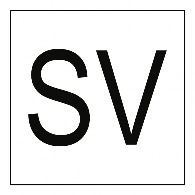 Sicherheitsventil-Kennzeichen SV, Edelstahl, 250x250 mm 