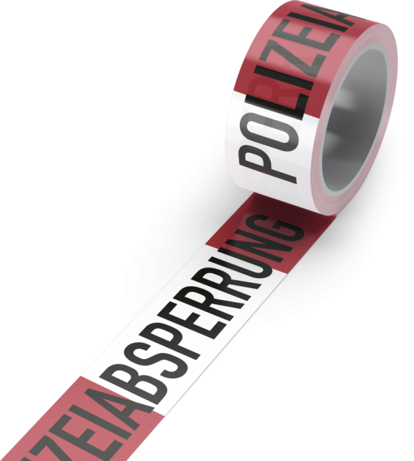 Absperrband "Polizeiabsperrung", PE-Folie, rot/weiß, 80 mm Breite, 500 m Länge 