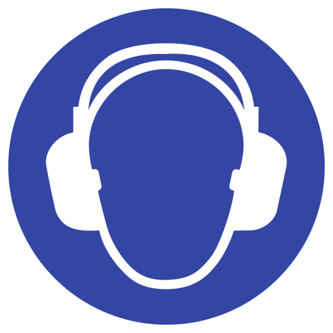Gehörschutz benutzen ISO 7010, Folie, Ø 50 mm, 10 Stück/Bogen 