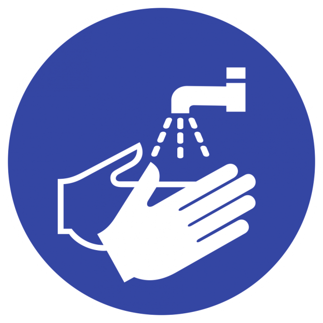 Hände waschen ISO 7010, Folie, Ø 100 mm 