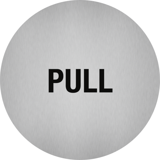 Piktogramm Pull, Edelstahl, selbstklebend, Ø 50 mm 