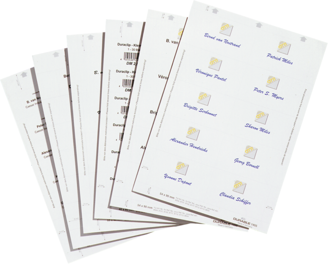 Einsteckschilderbogen weiß, DIN A4, Papier, 150x122 mm, 40 Einsteckschilder/VE 