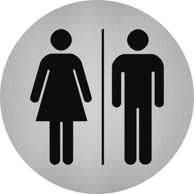 Piktogramm WC Damen/Herren, Edelstahl, selbstklebend, Ø 50 mm 