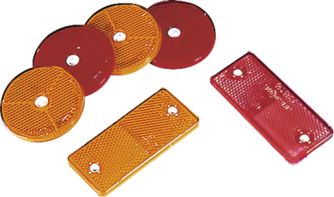 Rückstrahler rot in Kunststoff-Fassung mit Befestigungsloch, Ø 60 mm 