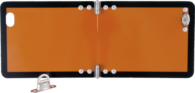 Kleine Gefahrgutwarntafel, klappbar, Aluminium, reflektierend, 300x120 mm 