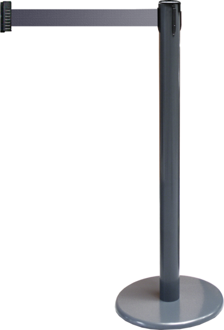 Gurt-Absperrpfosten GLA 45 anthrazit, Stahl, 1000 mm Höhe, Gurt 2,3 m schwarz 