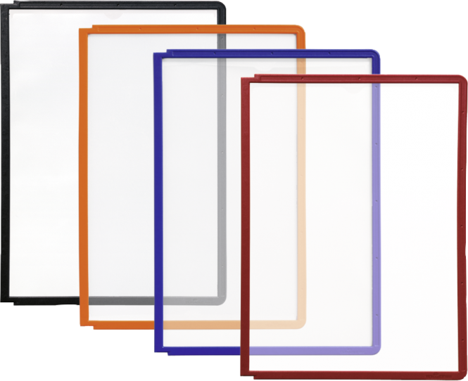 Ersatz-Sichttafeln DIN A4, Kunststoff, Profilrahmen orange, 5 Stück/VE 