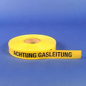 Trassenwarnband "Achtung Gasleitung", Folie, 250 m Länge 