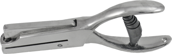 Lochzange mit Dreieck-Stanzung 3,55 x 3,9 mm, Maultiefe 50 mm, Stahl, vernickelt 
