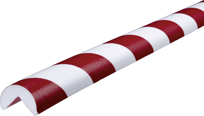 Warn- und Schutzprofil Typ A, rot/weiß, Ø 40 mm, Länge 1 m 