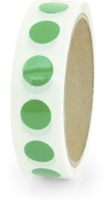 Markierungspunkte blanko, Polypropylenfolie, grün, Ø 15 mm, 500 Stück/Rolle 