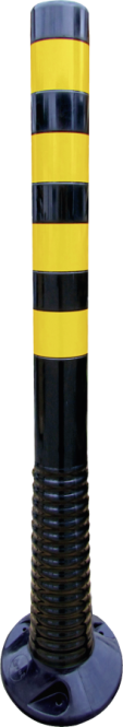 Flexipfosten schwarz mit gelben refl. Streifen, Polyurethan, Ø 80mm, Höhe 1000mm 