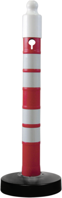 Absperrpfosten rot mit reflekt. Streifen, Polypropylen, Höhe 1200 mm, Ø 110 mm 