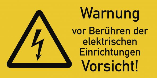 Warnung vor Berühren der elektrischen Einrichtungen, Kombischild,Folie, 74x37 mm 