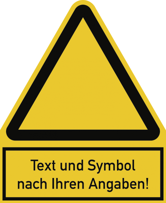 Warnzeichen - Symbol und Text nach Ihren Angaben, Kunststoff, 200x244 mm 