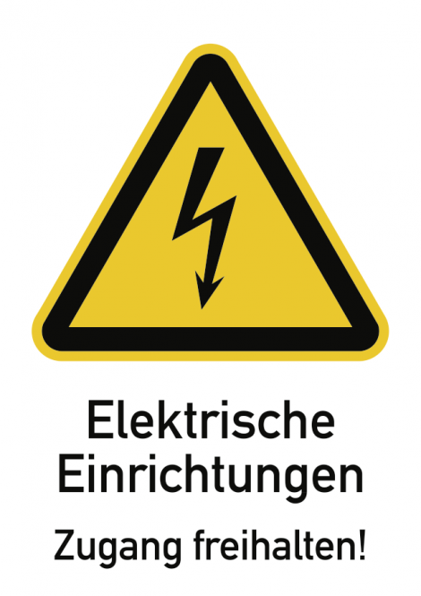 Elektrische Einrichtungen Zugang freihalten!, Kombischild,Kunststoff, 210x297 mm 