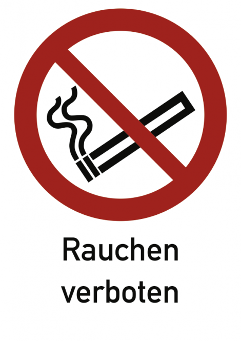 Rauchen verboten ISO 7010, Kombischild, Alu, 210x297 mm 