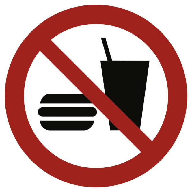 Essen und Trinken verboten ISO 7010, Folie, Ø 200 mm 
