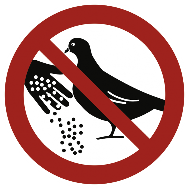 Tauben füttern verboten, Alu, Ø 400 mm 