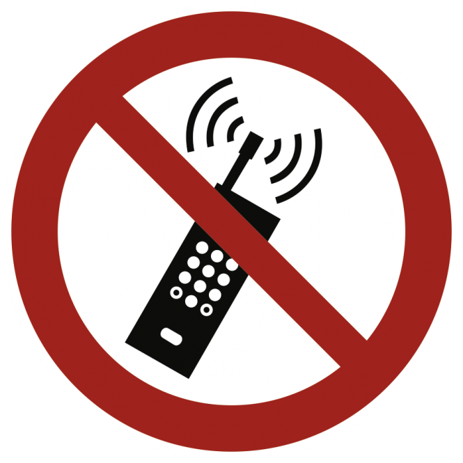 Eingeschaltete Mobiltelefone verboten ISO 7010, Alu, Ø 315 mm 