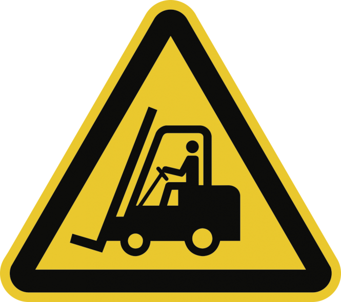 Warnung vor Flurförderzeugen ISO 7010, Alu, 200 mm SL 