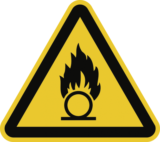 Warnung vor brandfördernden Stoffen ISO 7010, Alu, 200 mm SL 