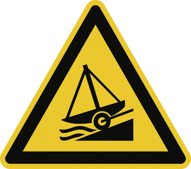 Warnung vor Slipanlage ISO 7010, Alu, 400 mm SL 