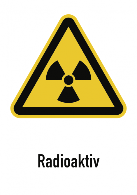 Radioaktiv, Kombischild, Alu, geprägt, 210x297 mm 