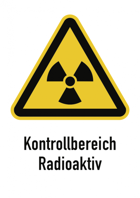 Kontrollbereich Radioaktiv, Kombischild, Alu, 210x297 mm 
