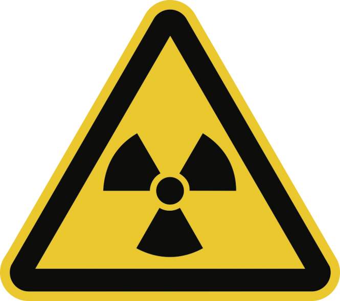 Warnung vor radioaktiven Stoffen... ISO 7010, Folie, 30 mm SL, 6 Stück/Bogen 