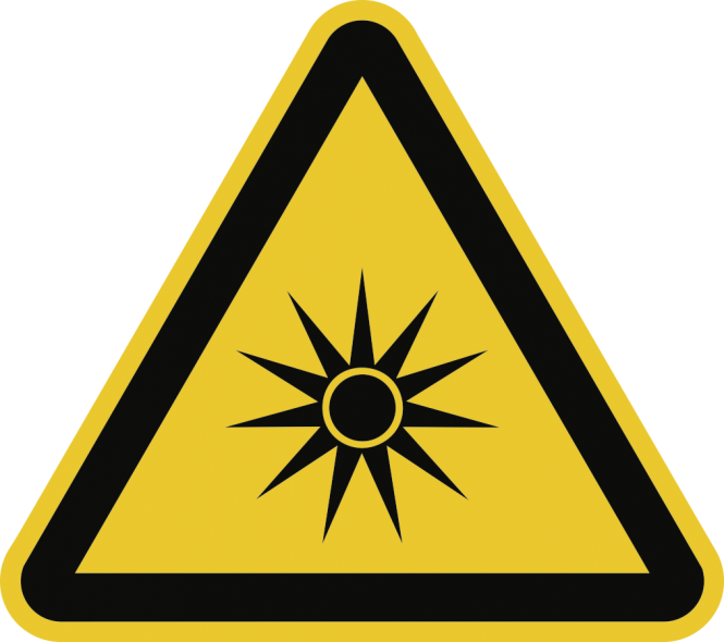 Warnung vor optischer Strahlung ISO 7010, Folie, 100 mm SL 