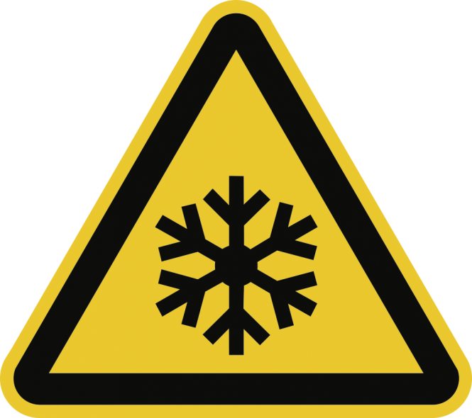Warnung vor niedriger Temperatur/Frost ISO 7010, Folie, 100 mm SL 