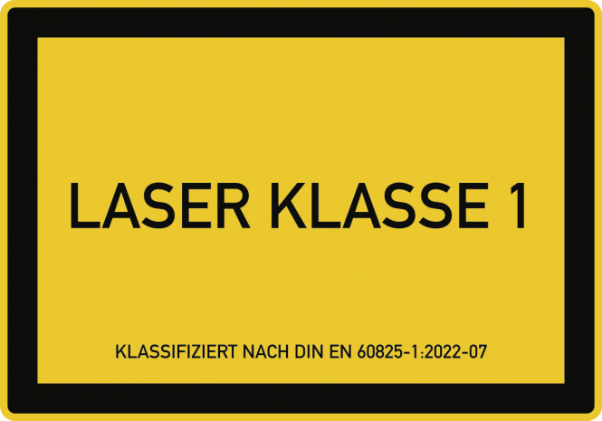 LASER KLASSE 1 DIN 60825-1, Textschild, Folie, 200x140 mm 