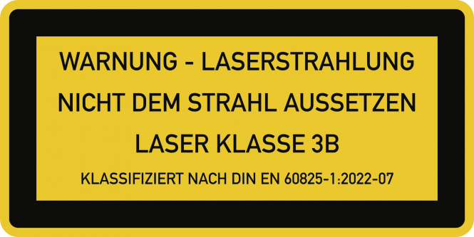 LASER KLASSE 3B DIN 60825-1, Textschild, Folie, 52x26 mm, 10 Stück/Bogen 