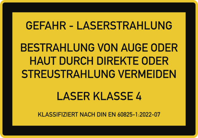 LASER KLASSE 4 DIN 60825-1, Textschild, Folie, 200x140 mm 