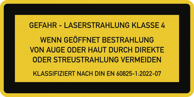 LASER KLASSE 4 DIN 60825-1, Textschild f. Zugangskl.,Folie,52x26 mm,10 Stk./Bog. 