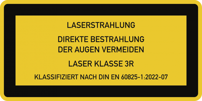 LASER KLASSE 3R DIN 60825-1, Textschild, Folie, 52x26 mm, 10 Stück/Bogen 