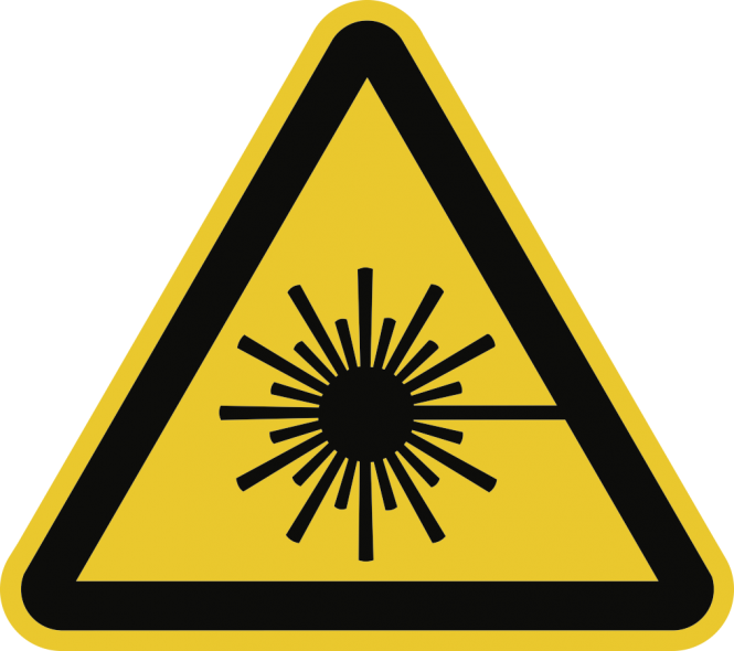 Warnung vor Laserstrahl ISO 7010, Alu, 100 mm SL 